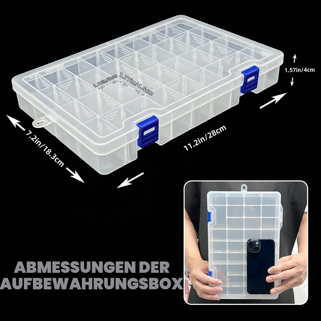 Qualsen Plastik Aufbewahrungsbox Einstellbar Fächer Sortimentskasten Schmuckschatulle Werkzeugcontai