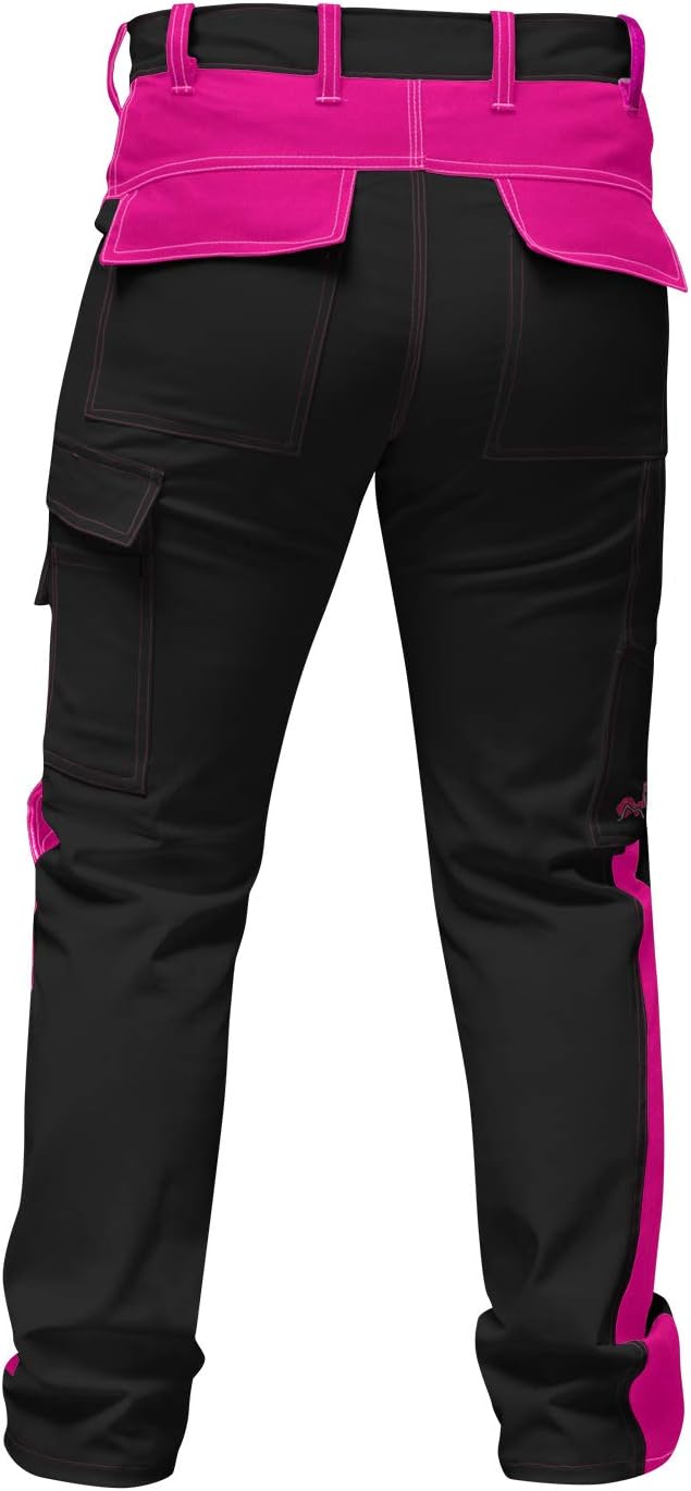 strongAnt Damen Arbeitshose komplett Stretch für Frauen Bundhose mit Kniepolstertaschen Schwarz Grau