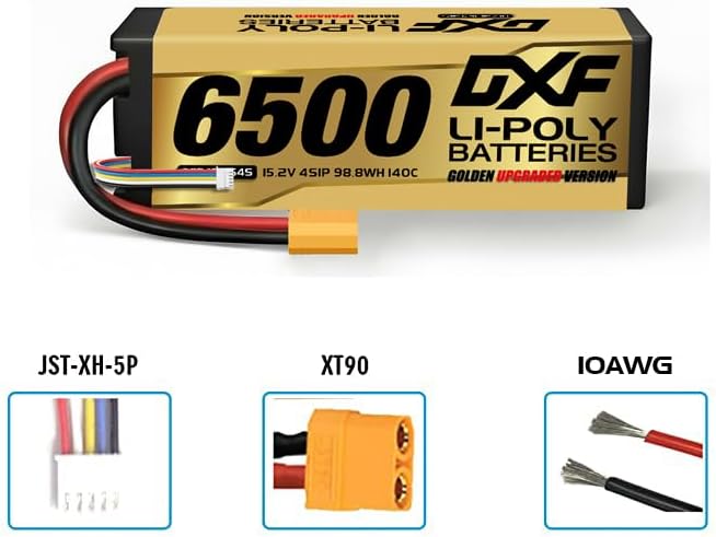 DXF Hochvol 4S 6500mAh 15.2V, 140C, Hardcase mit XT90 Spina per 1:8 Scala RC Auto, Multi-Rotor, RC E