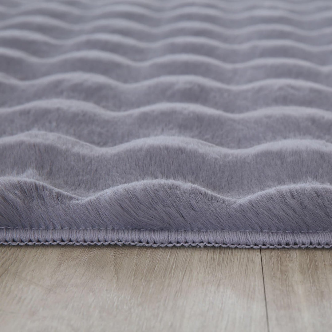 Carpetsale24 Teppich Wohnzimmer Moderne Einfarbig 3D Hoch-Tief Struktur Design Grau 80x150 cm - Hoch