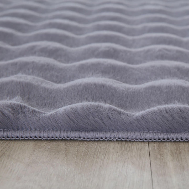 Carpetsale24 Teppich Wohnzimmer Moderne Einfarbig 3D Hoch-Tief Struktur Design Grau 80x150 cm - Hoch