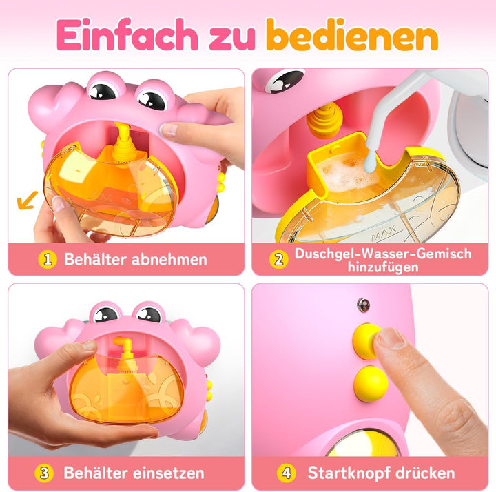 Badewanne Spielzeug für 1 2 3 Jahre Mädchen, Badespielzeug Bubble mit LED-Licht & 12 Kinderliedern,