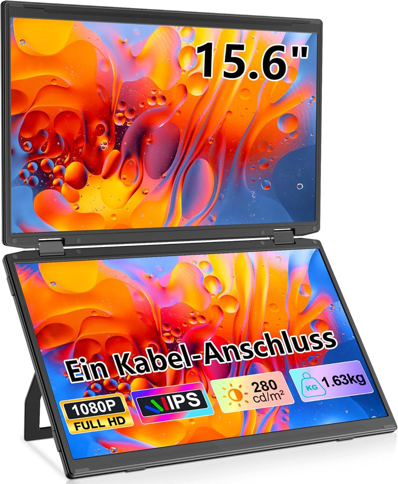 Laptop Screen Extender, 15.6" Dual Portable Monitor, Laptop Bildschirm Erweiterung, Tragbarer Monito