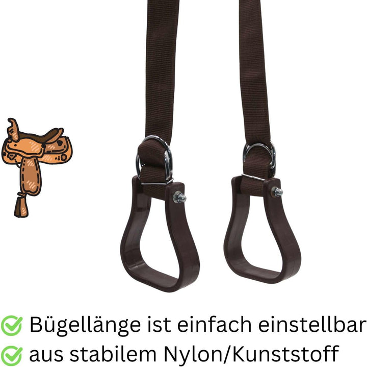 AMKA Western Steigbügel Set für Kinder Westernsattel Steigbügel Kindersteigbügel Set auch für Holzpf
