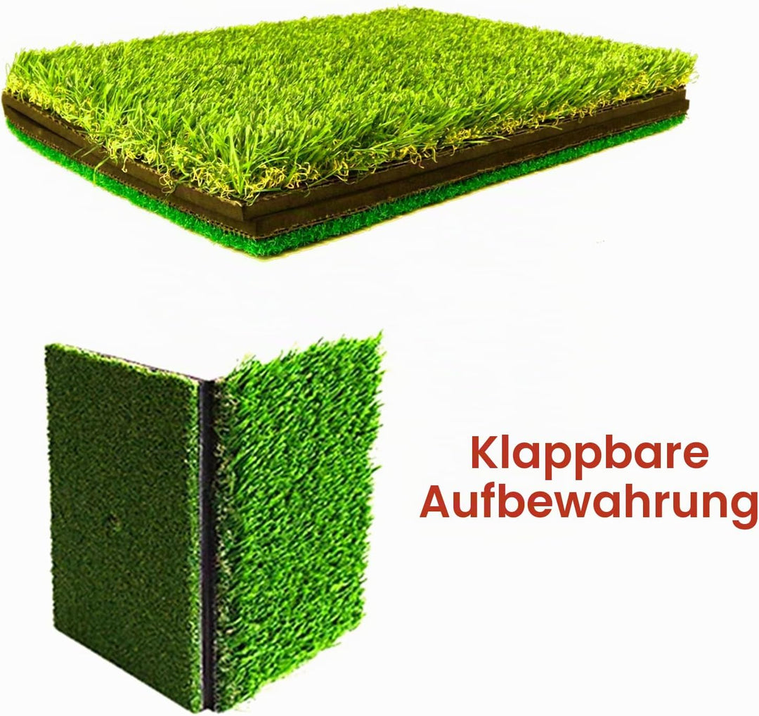 Faltbare Golfschlägermatte mit 2 Rasen, 60 x 40 cm, mit T-Stück für drinnen und draussen