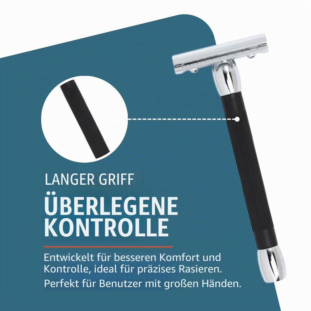 Merkur – Rasierer mit langem Griff – Schwarz, Chrom Silber/Schwarz, Silber/Schwarz