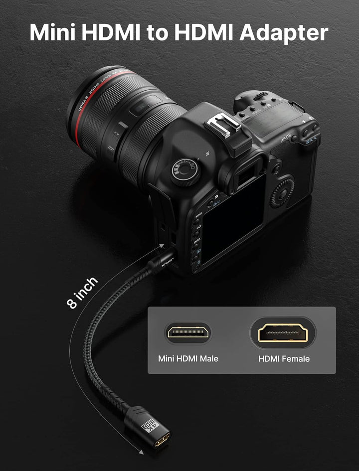JSAUX Mini HDMI auf HDMI Adapter [2 Stück], Mini HDMI Stecker auf HDMI Buchse Adapter Kabel mit 4K 6