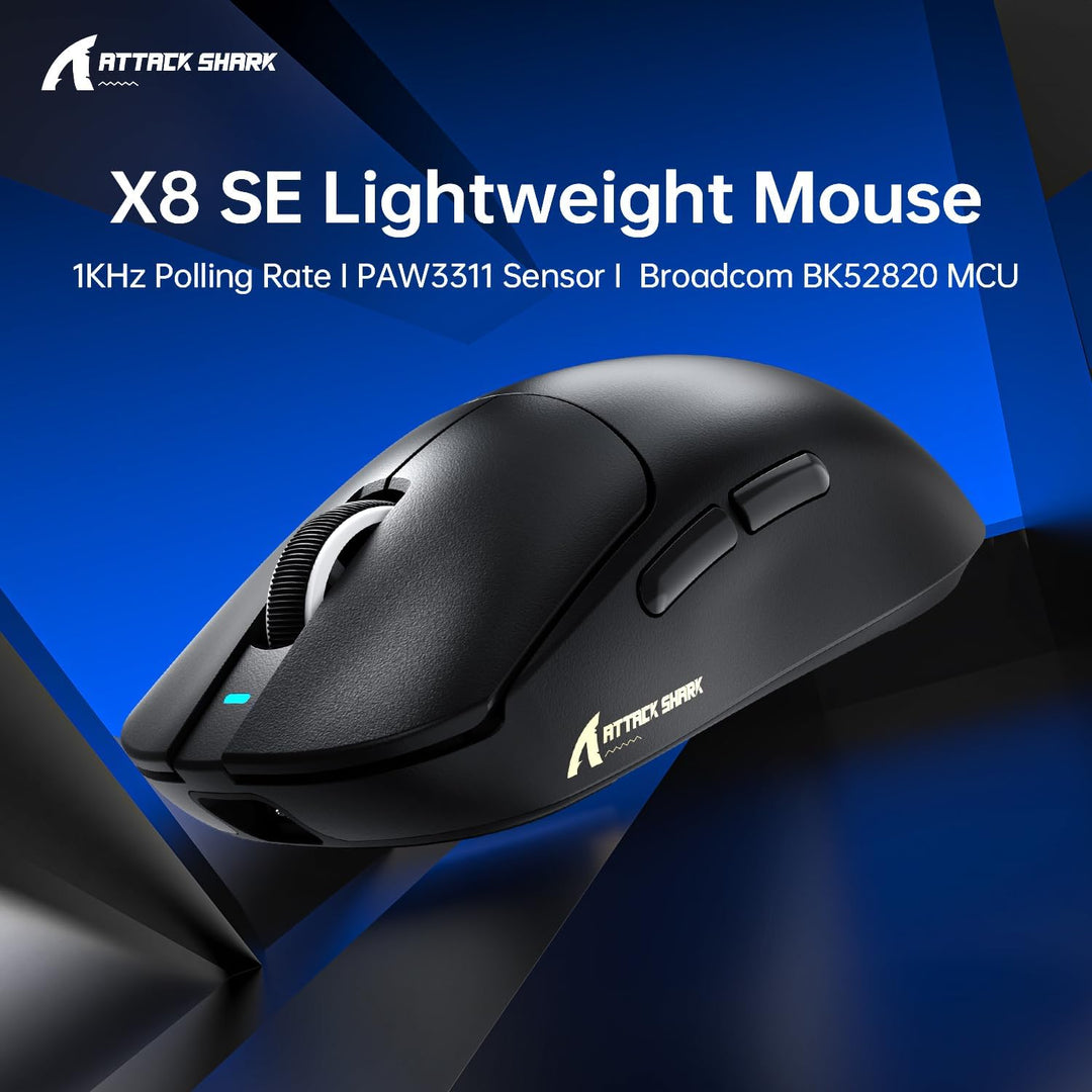 ATTACK SHARK X8SE Mouse for Large Hand, 55g Superlight, PixArt PAW3311 Gaming Sensor, BT/2.4G Wirele