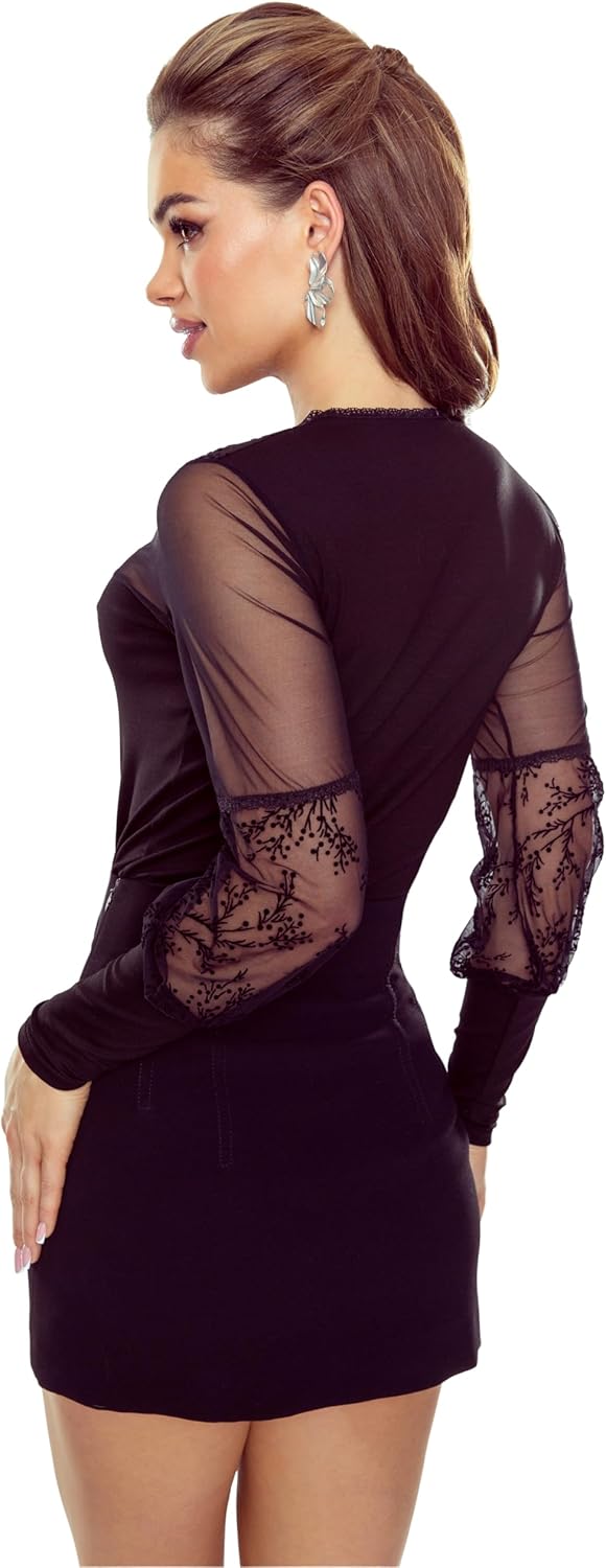 Selente #Fashionista Damen verführerisches Top/Shirt/Bluse mit Spitze und transparentem Mesh (Made i