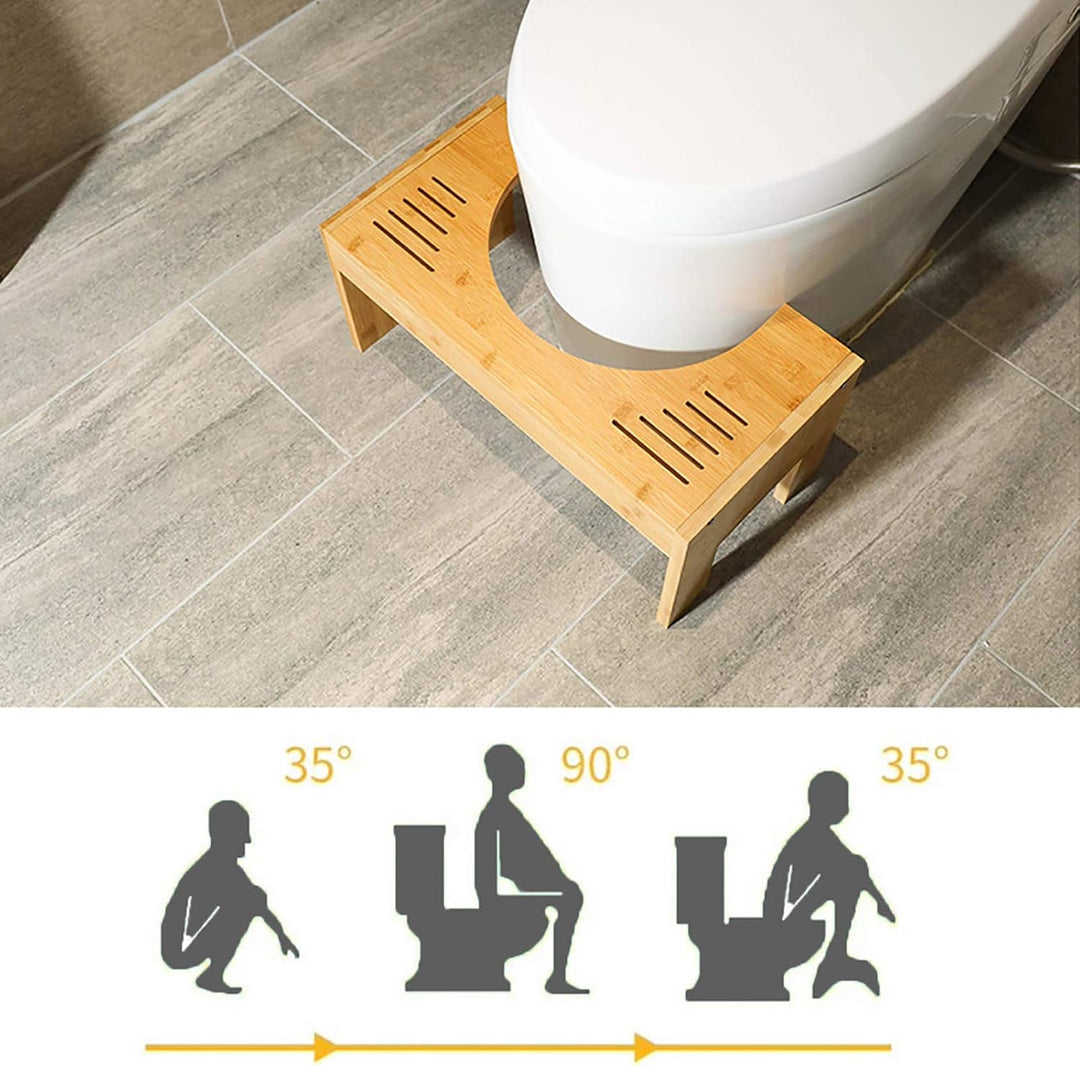 Badhocker, Toilettenhocker aus Bambus Toilet Trittbrett aus Holz Fussstütze mit Einstellbarer Höhe