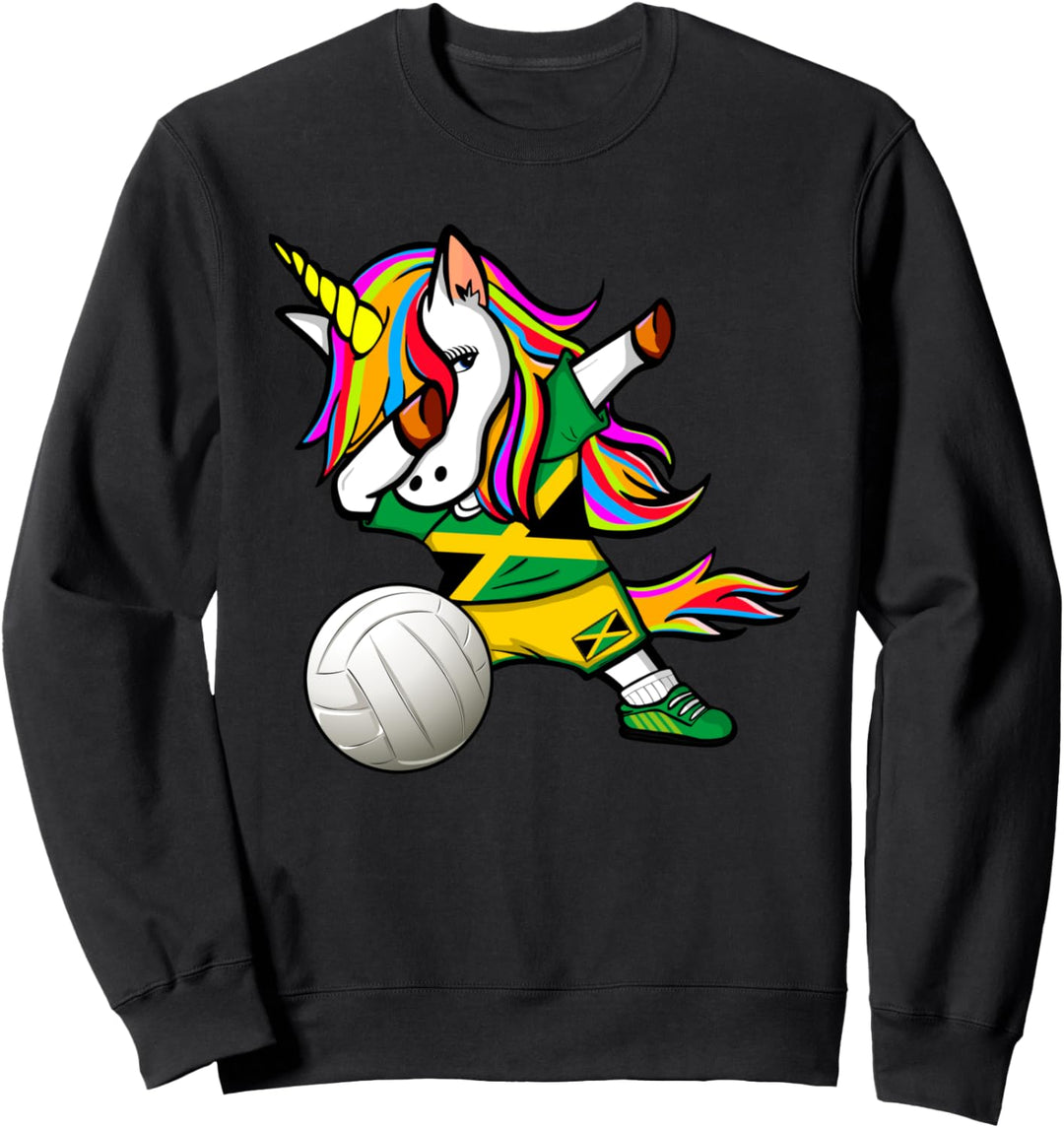 Dabbing Einhorn Jamaika Volleyball - Jamaikanische Flagge Sweatshirt