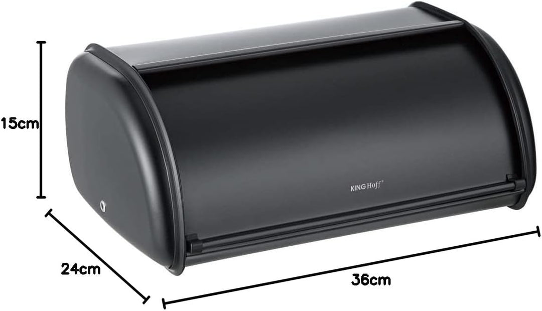 KING HOFF Brotkasten Brotbox Brotbehälter Brotdose aus Stahl (Schwarz) Schwarz Klein, Schwarz Klein
