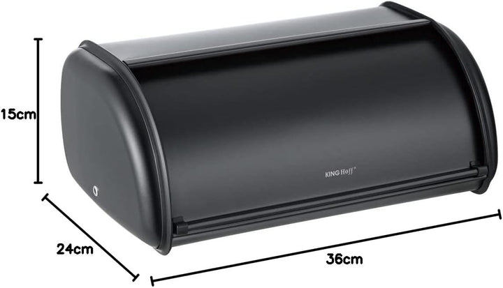 KING HOFF Brotkasten Brotbox Brotbehälter Brotdose aus Stahl (Schwarz) Schwarz Klein, Schwarz Klein
