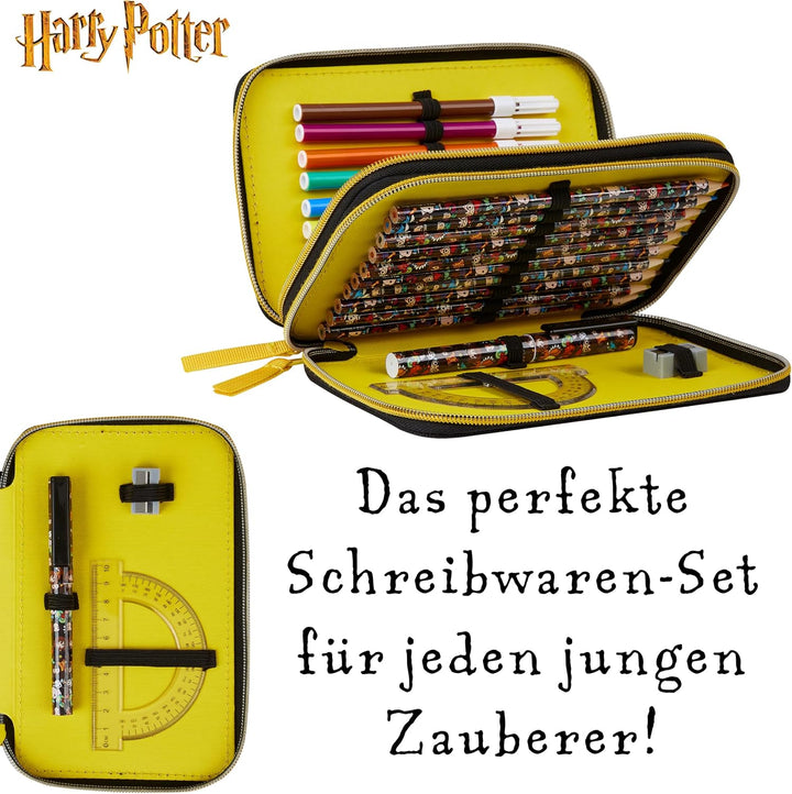 Harry Potter Federmäppchen, Kollektion von Schule Zubehör, Polyester Etui, 1 Stück Federpenal, 2-Fac