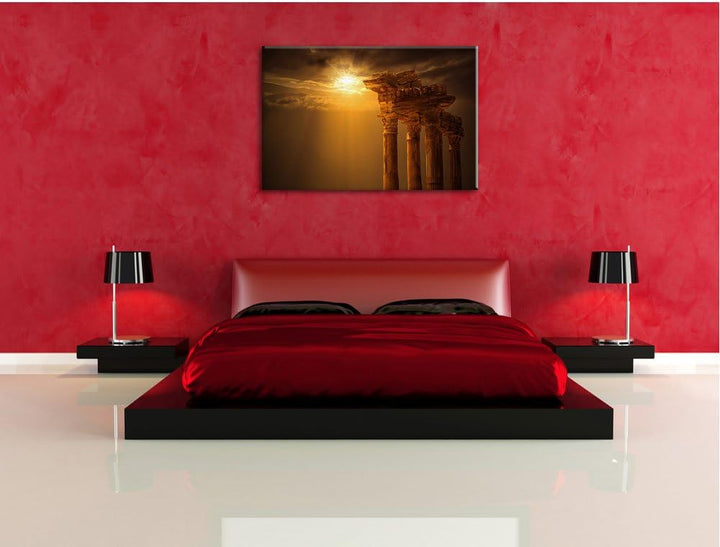 Antiker Apollontempel, Format: 100x70 auf Leinwand, XXL riesige Bilder fertig gerahmt mit Keilrahmen