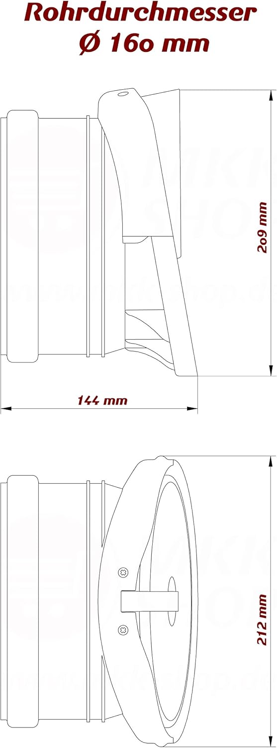 Rückstauklappe Froschklappe Ø 160 mm orange Auslaufstück HT KG Dränage Rohr Kanal Ø 160 Mm (Orange)