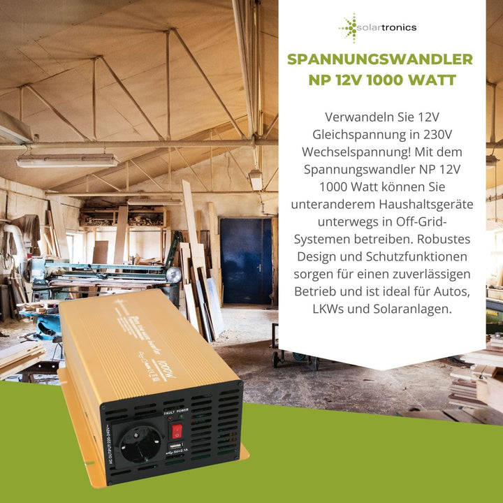 Wechselrichter - Spannungswandler 12V 300 bis 3000 Watt reiner SINUS mit echtem Power USB 2.1A Gold