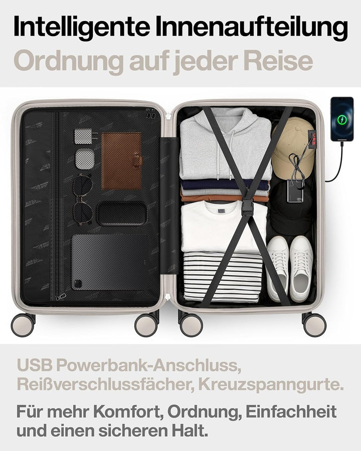 Leichter Premium Hartschalen-Reisekoffer Set 3-teilig (M/L/XL) – Koffer Set mit TSA-Schloss, 4 Spinn