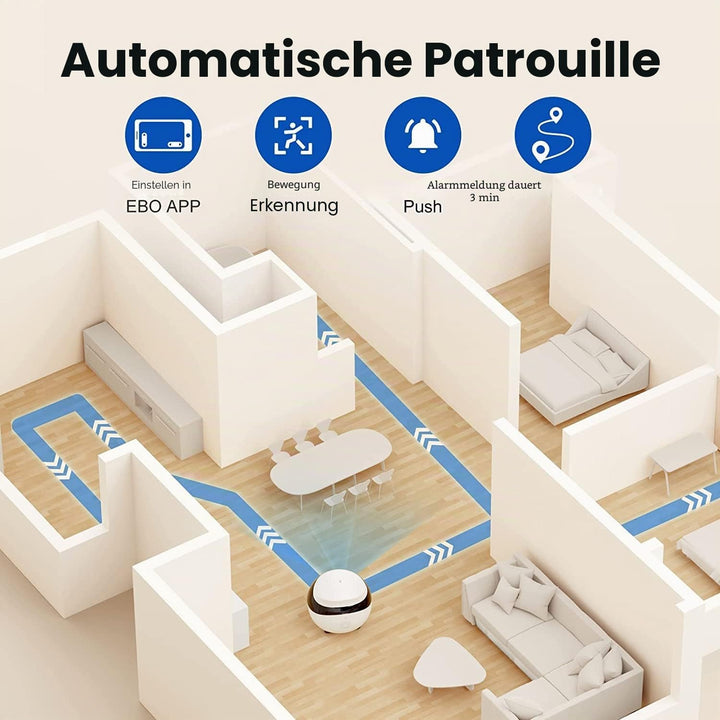 Enabot EBO SE Heimtierkameras mit EBO ROLA-PET App,1080P WLAN Mobiler Überwachungskamera Innen mit N