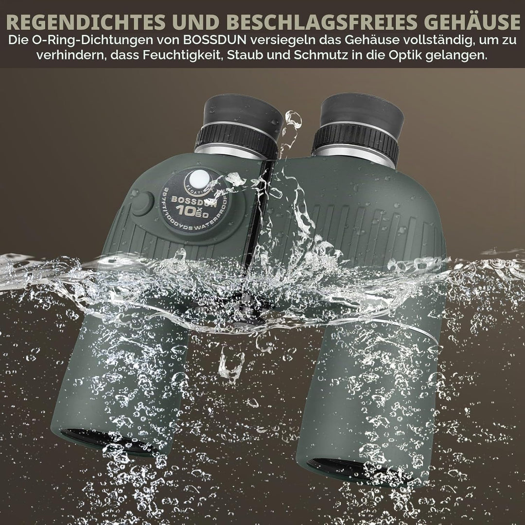 10x50 Marine Fernglas,Fernglas mit Nachtsicht Entfernungsmesser und Kompass, für Wassersport-Enthusi