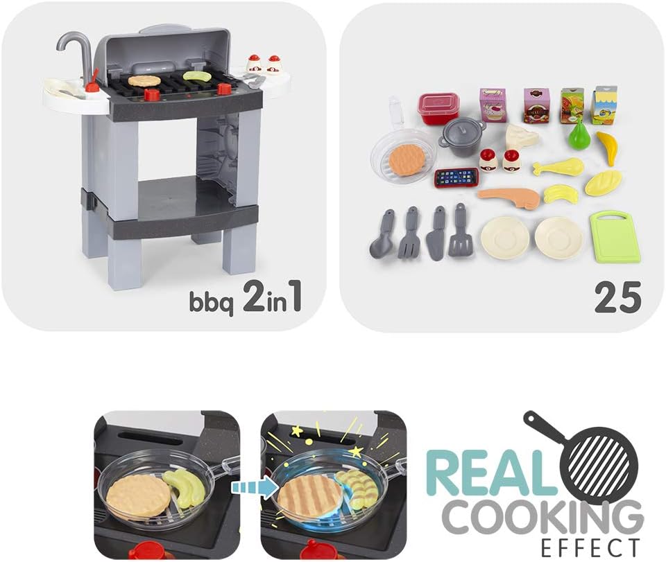 CHICOS - 2in1 BBQ Kochen | Kindergrill mit echtem Kücheneffekt: Die Lebensmittel ändern ihre Farbe b