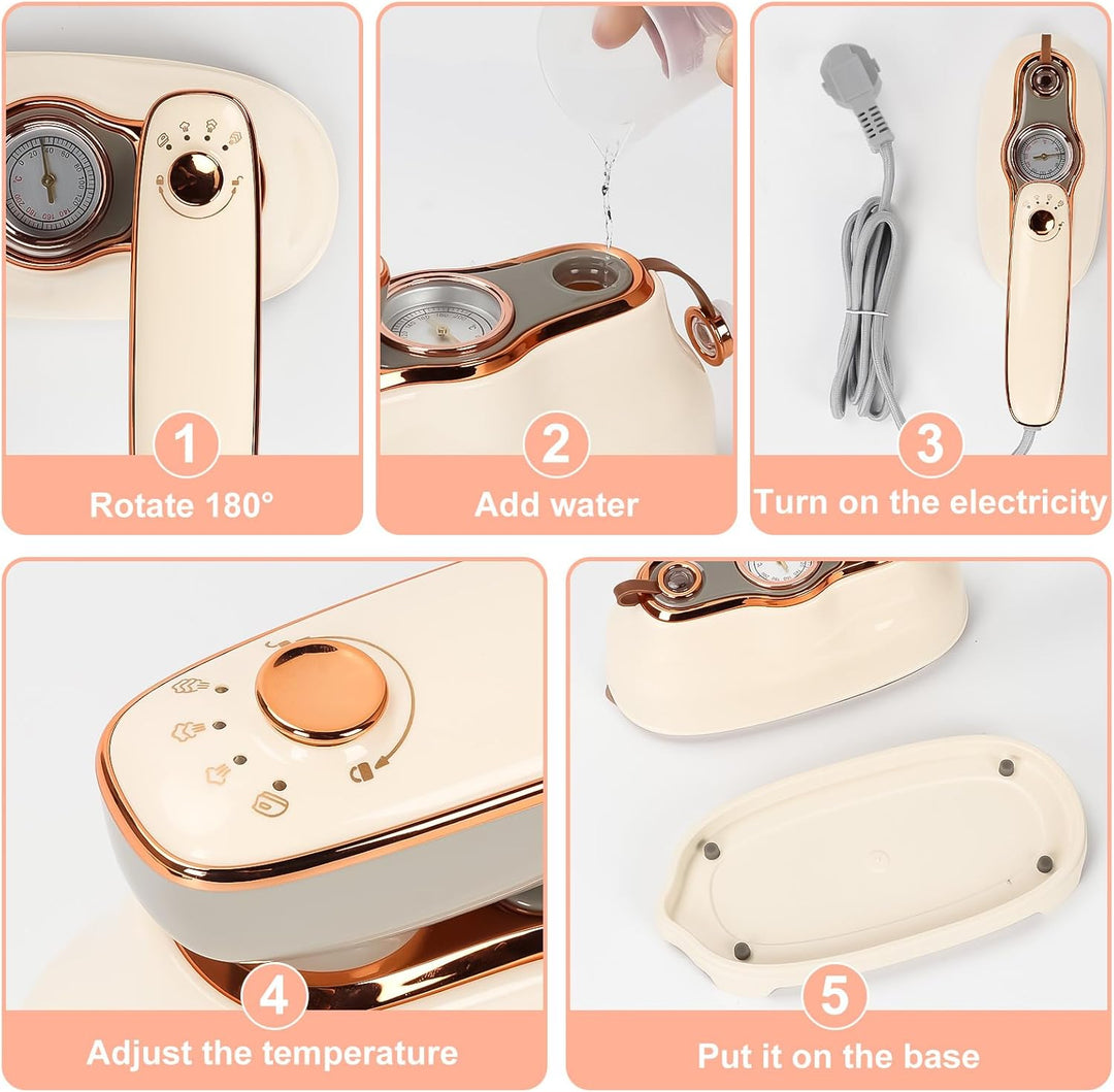 Tragbares Dampfglätter, 1200W Handheld Bügeleisen mit 200 ml Wassertank & Klappbarem Griff, 15 Sekun