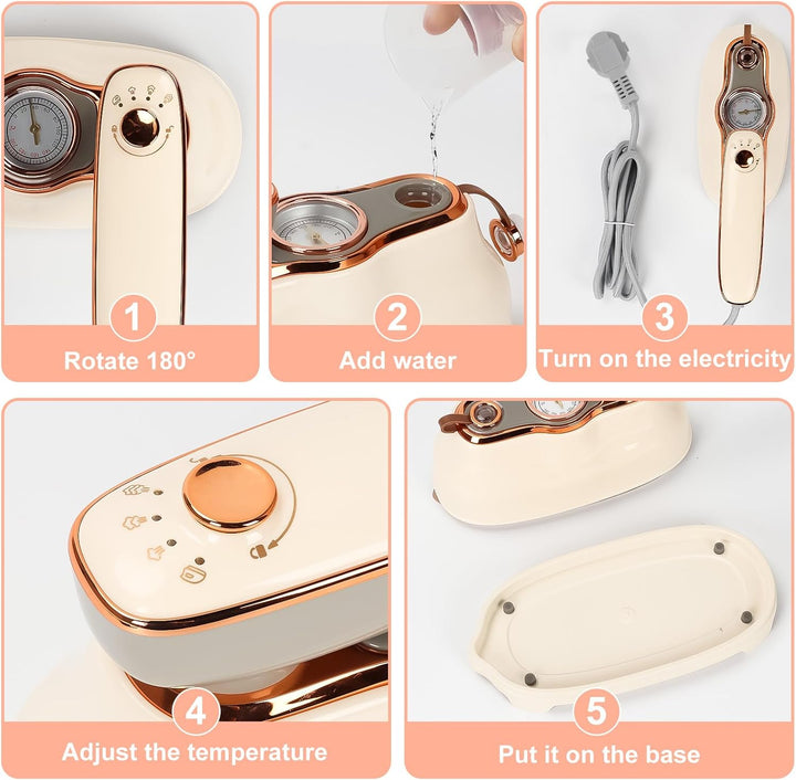 Tragbares Dampfglätter, 1200W Handheld Bügeleisen mit 200 ml Wassertank & Klappbarem Griff, 15 Sekun