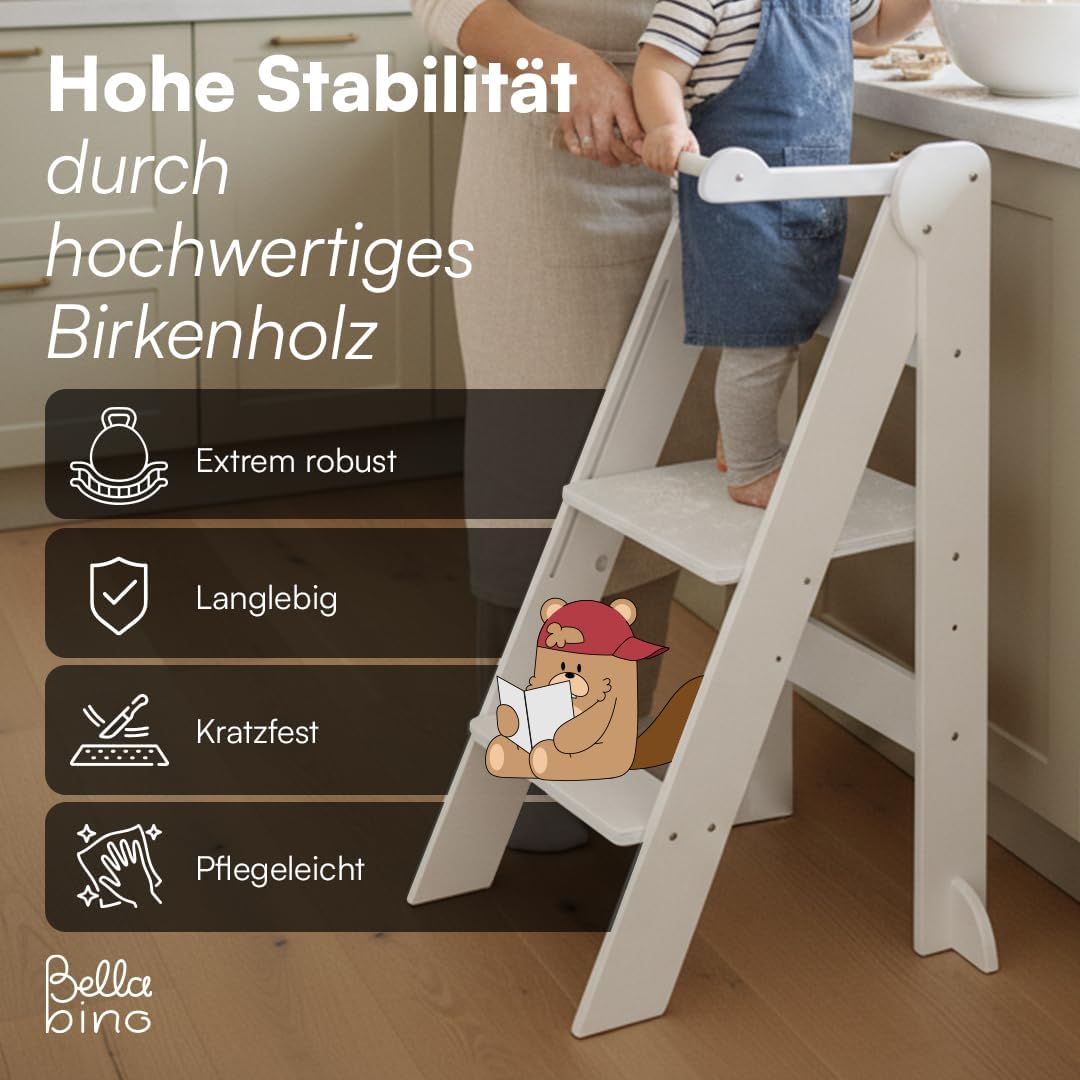 Bellabino Tay Lernturm ab 1 Jahr – Learning Tower 2-Fach höhenverstellbar &amp; klappbar – Lernstuhl in