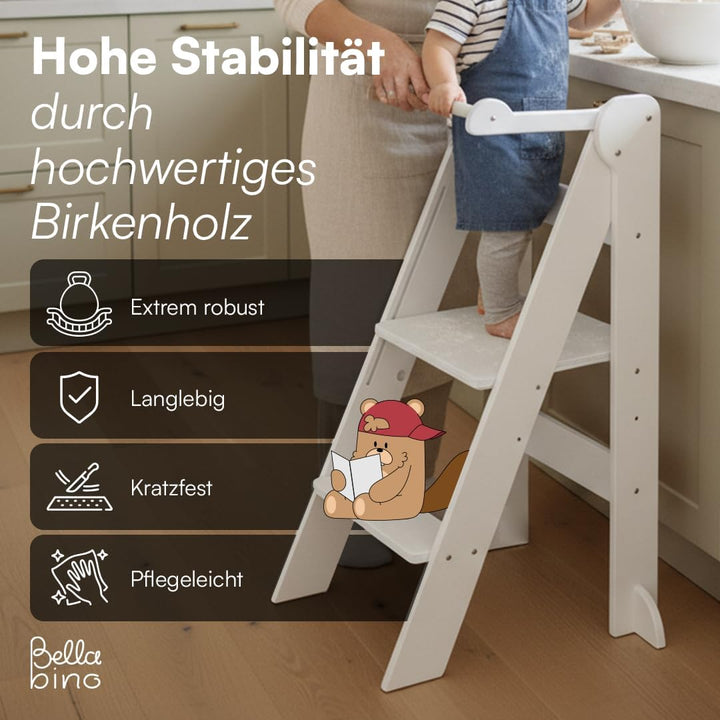 Bellabino Tay Lernturm ab 1 Jahr – Learning Tower 2-Fach höhenverstellbar &amp; klappbar – Lernstuhl in