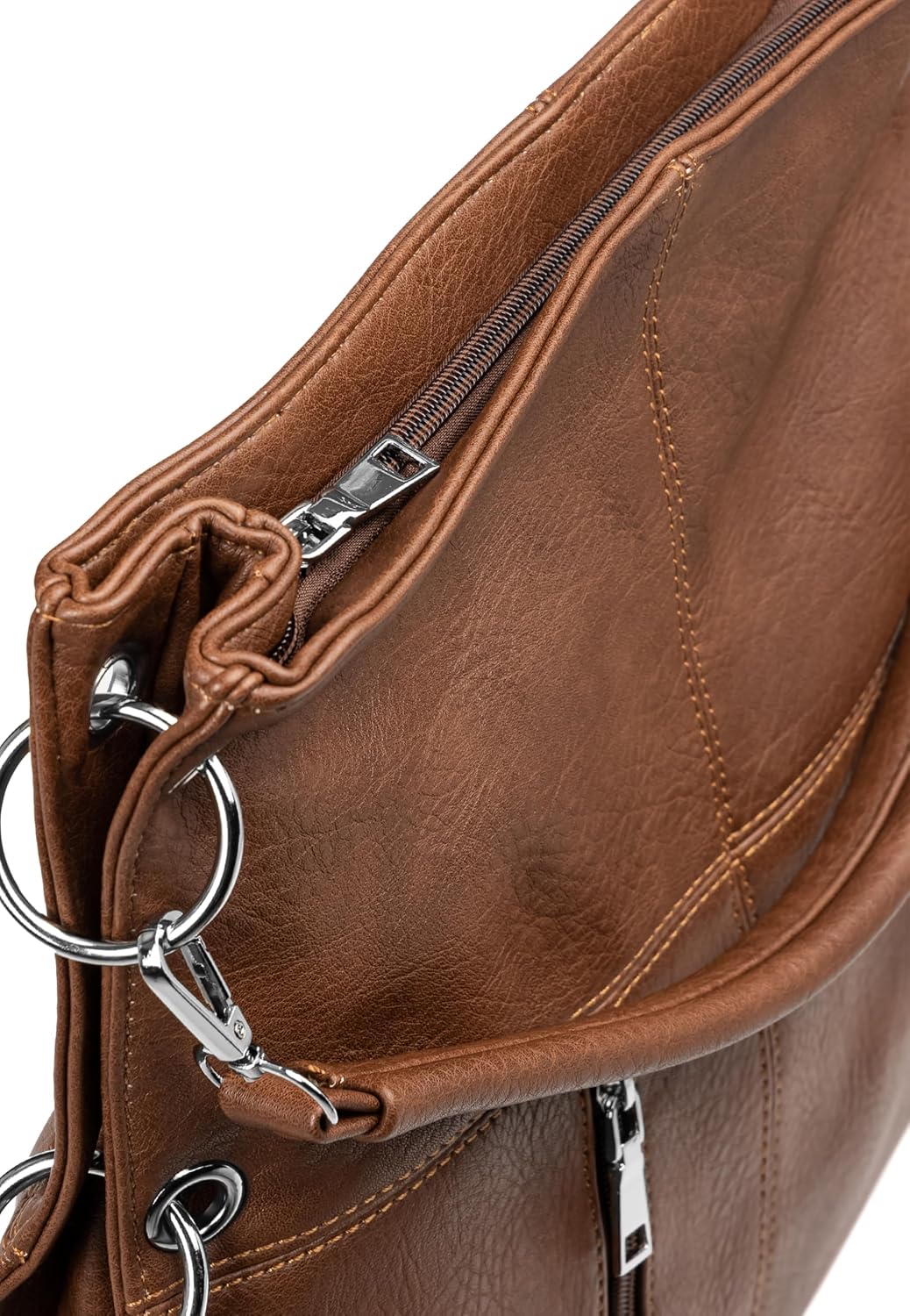 Caspar TS561 Damen Multifunktions Schultertasche Braun, Braun
