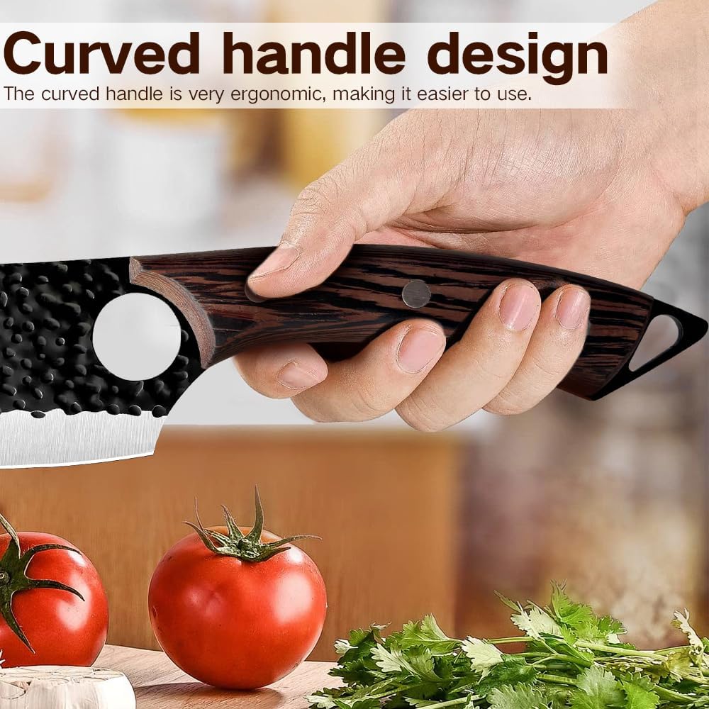5 Stücke Kochmesser Set Mit Tasche, Küchenmesser, Handgeschmiedet Chefmesser, Perfekt zum Schneiden