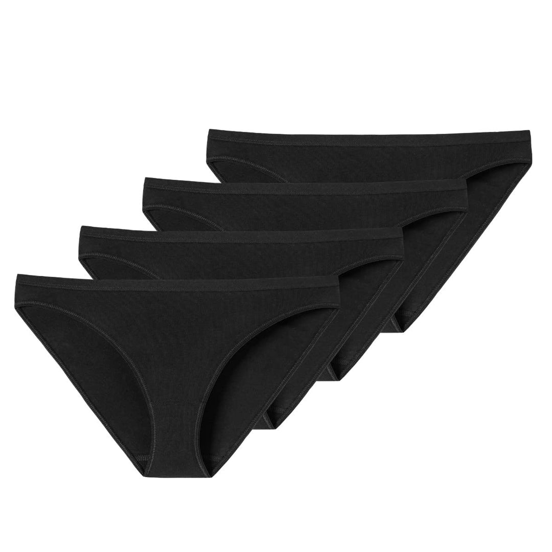 Schiesser Damen 2 PACK Mini Slip Bio Baumwolle - 95/5 Organic 34 4 X Schwarz, 34 4 X Schwarz