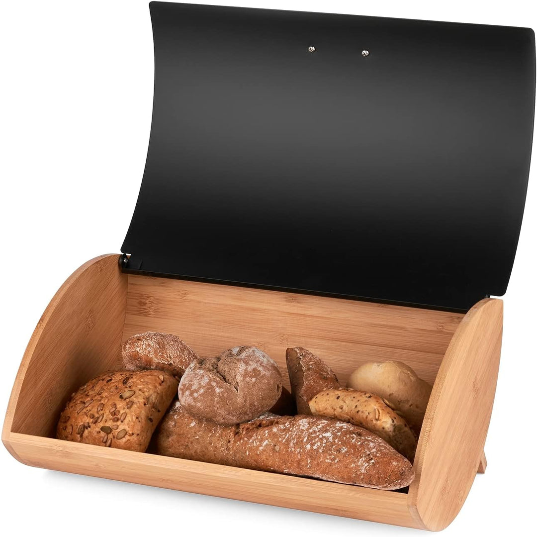 Konighoffer Brotbox Brotkasten Brotkiste Holz Edelstahl Brotkorb COSMICO schwarz