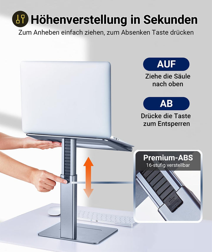 supamir Laptop Ständer Höhenverstellbar, Laptopständer für Schreibtisch, Stehen möglich, DJ Laptop S