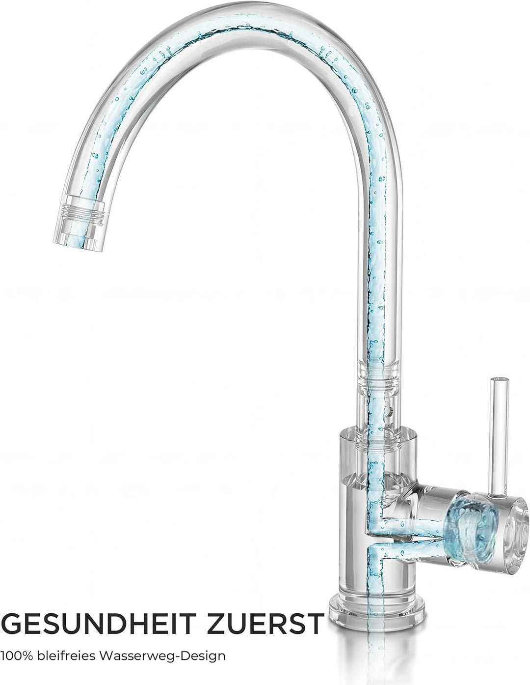 FORIOUS Wasserhahn Küche, Mischbatterie Armatur, Edelstahl, 360° Schwenkbar, Einhebel-Warm- und Küch