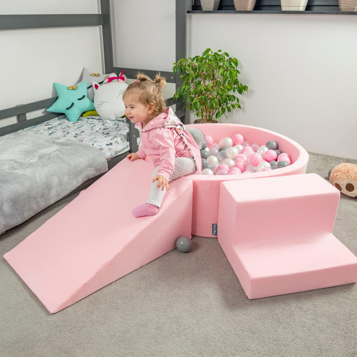 KiddyMoon Bällebad 90X30cm/300 Bälle ∅ 7Cm Bällepool Mit Bunten Bällen Für Babys Kinder Rund, Hellpi