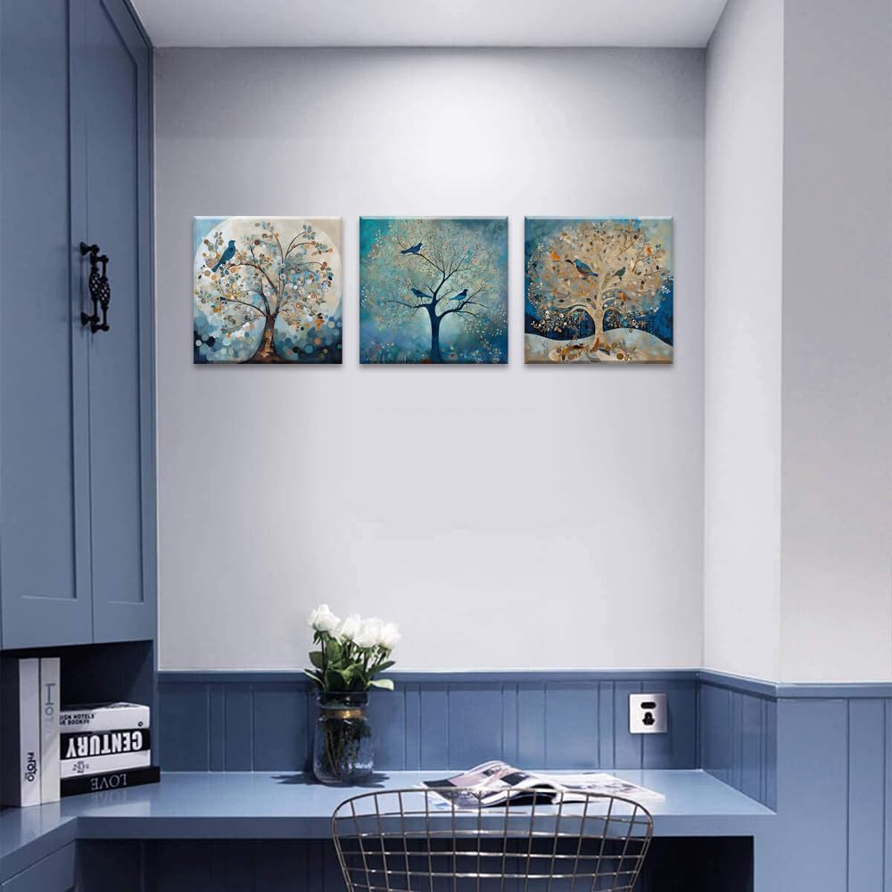 Piy Painting Blauer Baum Leinwandbild Abstrakte Moderne Wohnzimmerbilder Kunstdrücke auf Leinwand Um