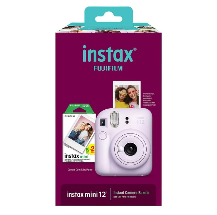 Fujifilm Instax Mini 12 Sofortbildkamera mit Bonusfilm, 20 Blatt - Flieder (Lila)