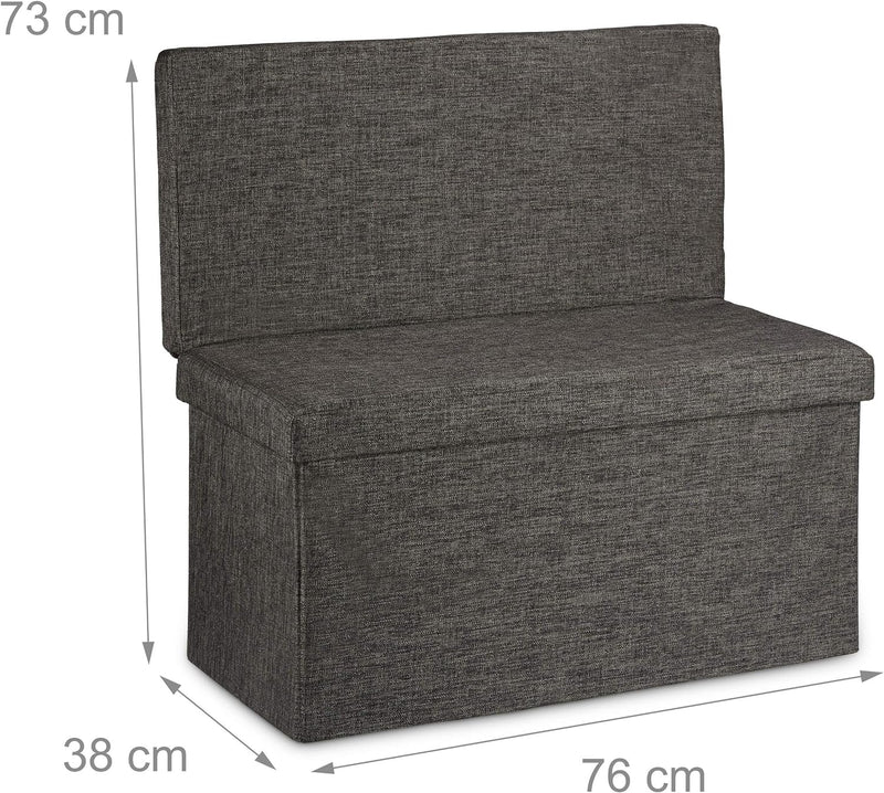 Relaxdays Faltbarer Sitzhocker mit Lehne L HBT 73 x 76 x 38 cm Sitzbank und stabiler Sitzcube als Fu