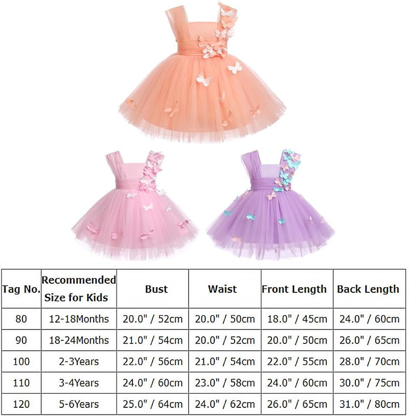 FYMNSI Baby Mädchen Prinzessin Kleid Blumenmädchenkleid Taufkleid Kleinkinder Schmetterling Festlich