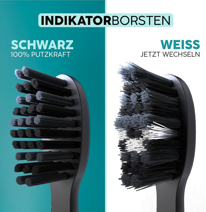 happybrush® Nachhaltige Aufsteckbürsten für elektrische Schall-Zahnbürste Eco VIBE 3 - Allblack - 3x