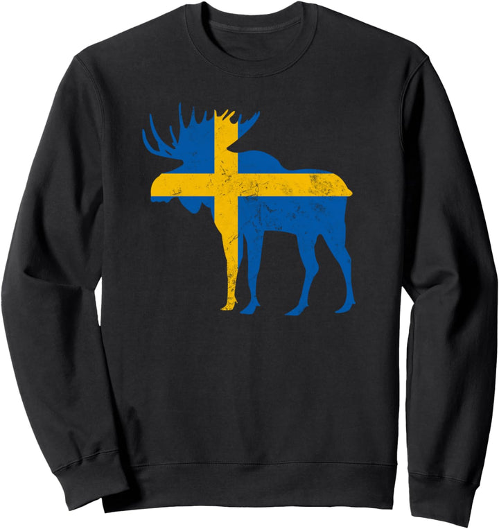 Schweden Elch mit Flagge Skandinavien Urlaub Sweatshirt