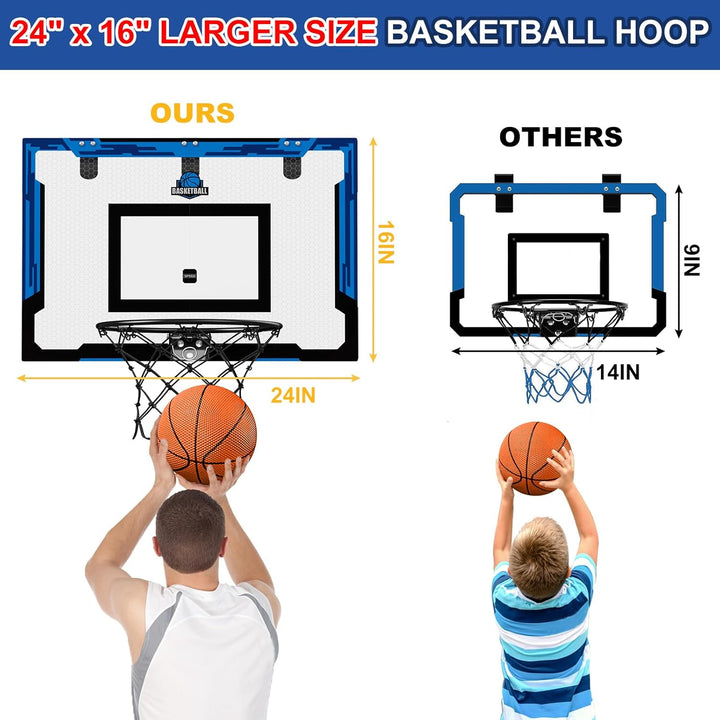 HYES 24" x 16" Grosser Basketballkorb Indoor für Kinder, Basketball Korb mit Stabiler Backboards, 2