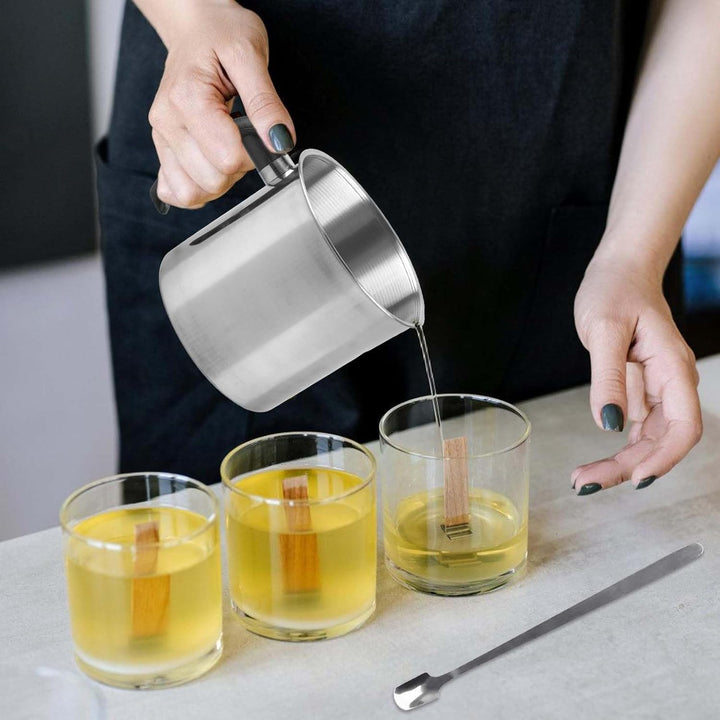 BAIFULAI Wachsschmelztopf 1.3L, Schmelztopf Kerzenwachs mit Hitzebeständigem Griff und Löffel, Wachs