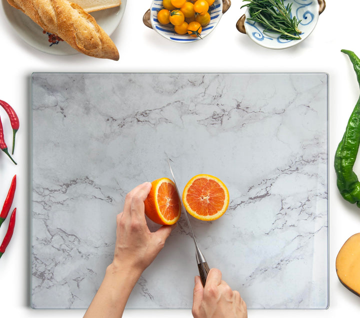 Glasschneidebrett 50×40cm – Hygienisches Schneidebrett aus gehärtetem Glas – Hitzebeständig, Kratzfe