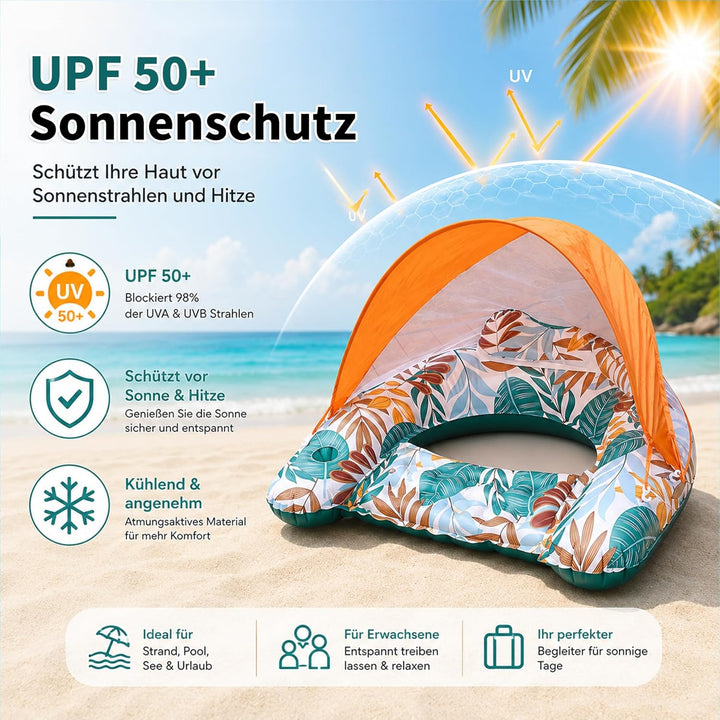 Aufblasbare Pool Luftmatratze, 2-In-1 Schwimmsessel Pool-Flösse Wasserhängematte für Erwachsene mit