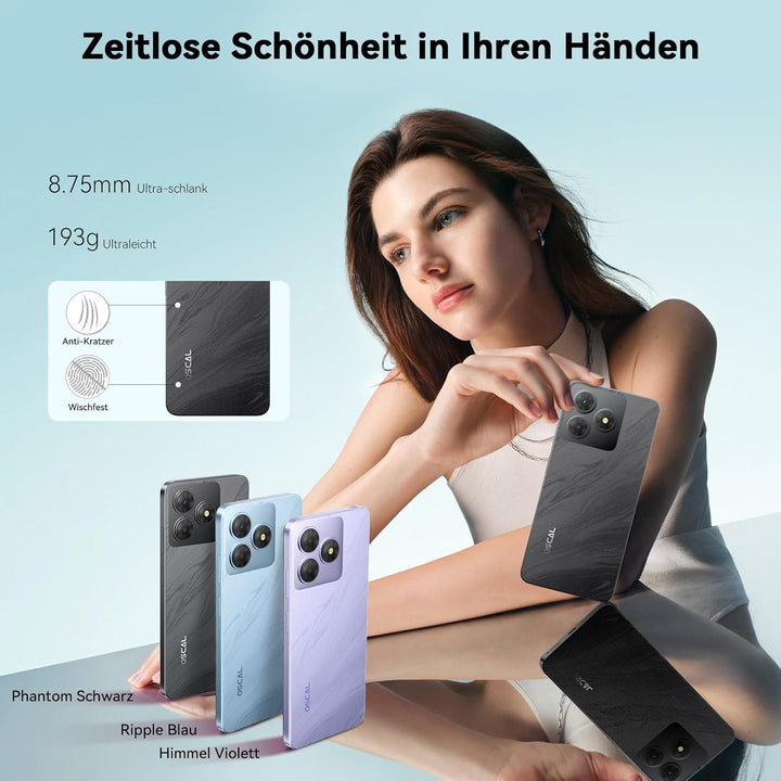 OSCAL Flat 2C Handy Ohne Vertrag Android 14, 6GB+64GB/2TB TF, Octa-Core 6,56" HD+, 5000mAh Akku, 13M