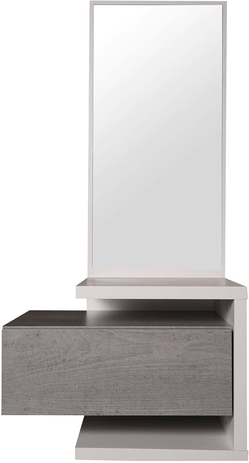 Dmora - Eingangsmöbel mit Spiegel, Flureingang mit Schublade und Regal, Taschenleerer für kleine Woh