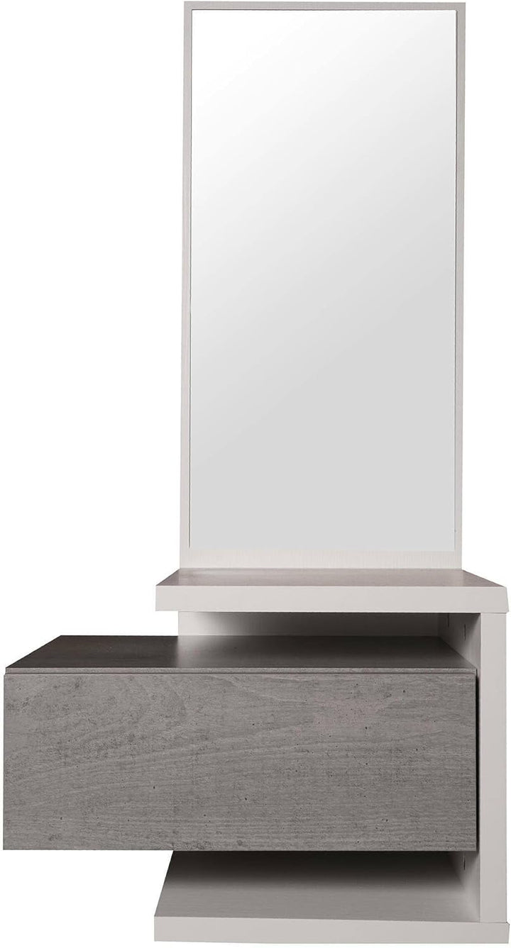 Dmora - Eingangsmöbel mit Spiegel, Flureingang mit Schublade und Regal, Taschenleerer für kleine Woh