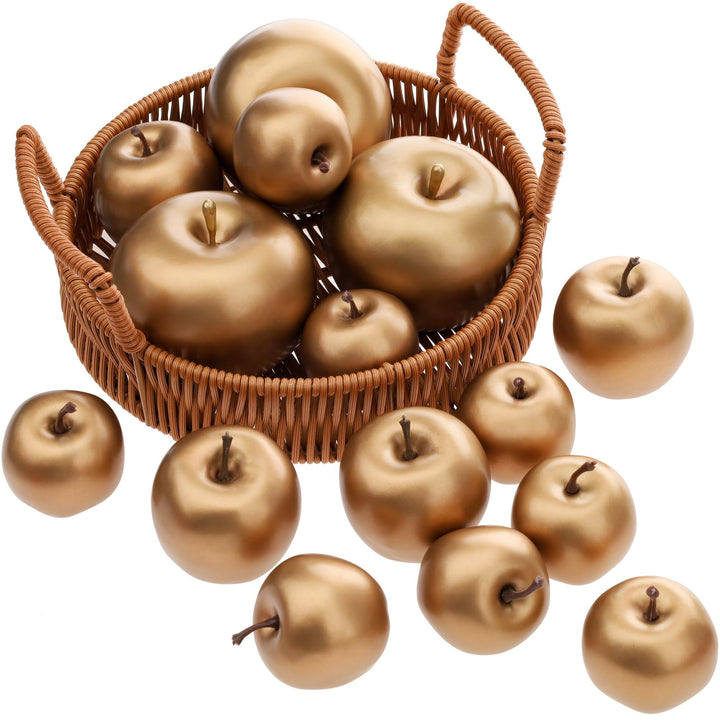 Gresorth 15 Stück Künstliche Goldene Apfel Dekoration Gefälschte Obst Modell Lebensecht Gemüse Anzei